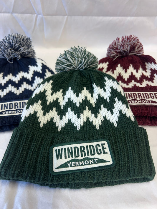 Green Windridge Zig Zag Cuff Beanie