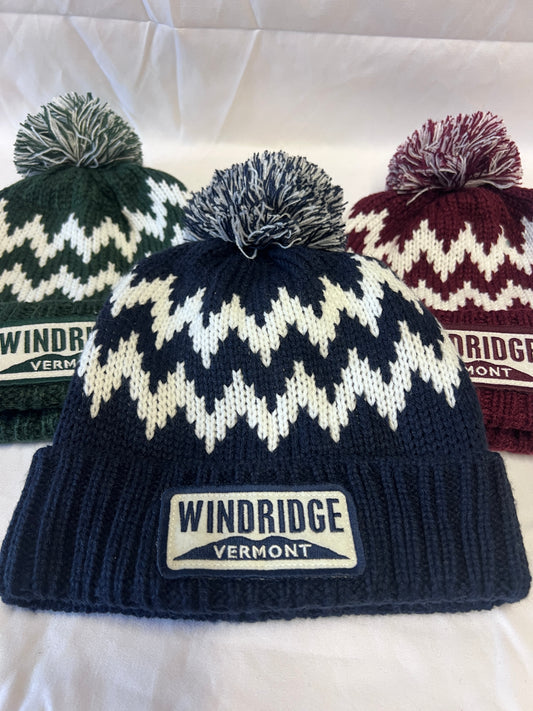 Navy Windridge Zig Zag Cuff Beanie