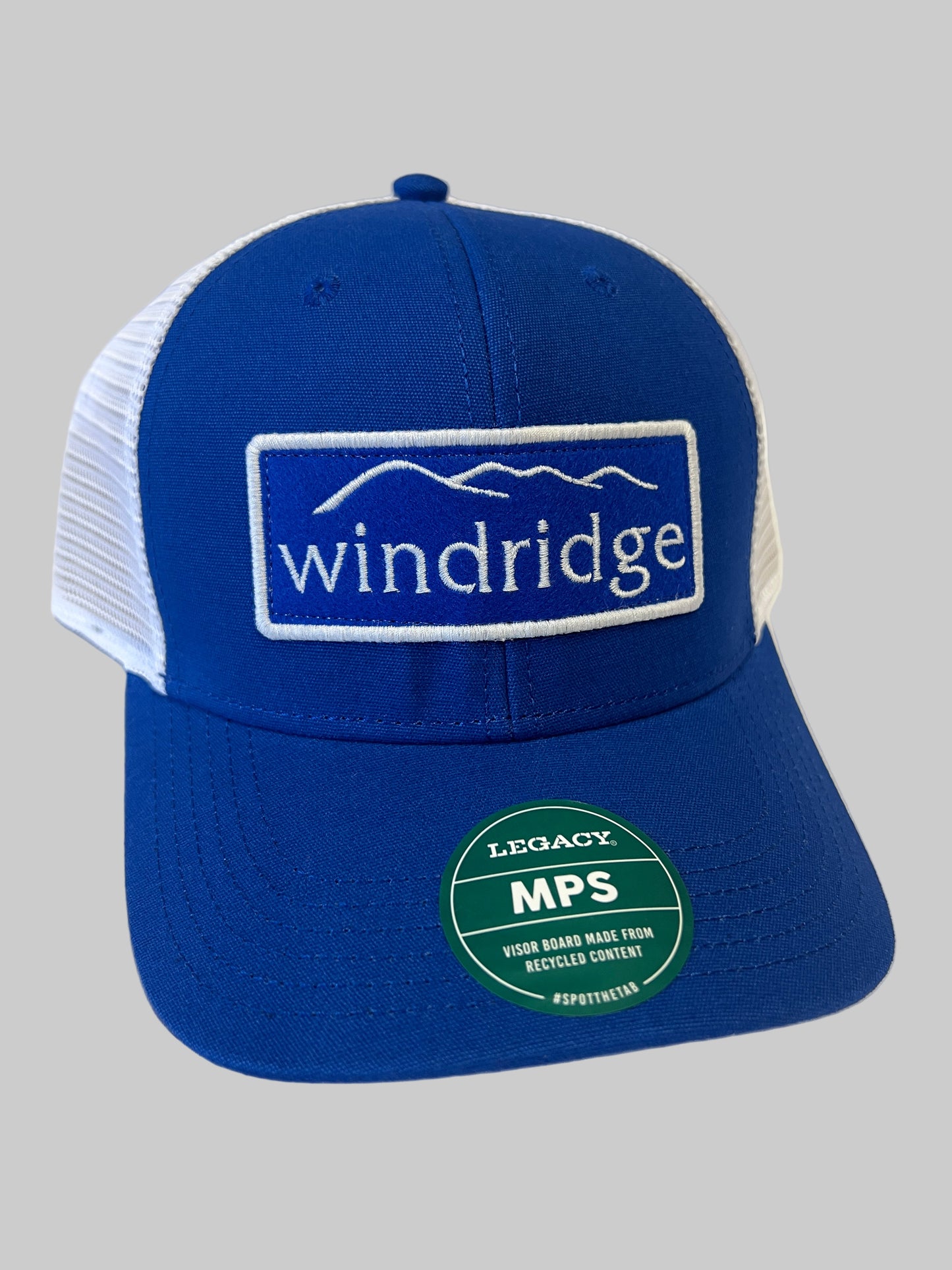 Blue cap with Windridge logo and MPS label on a white background