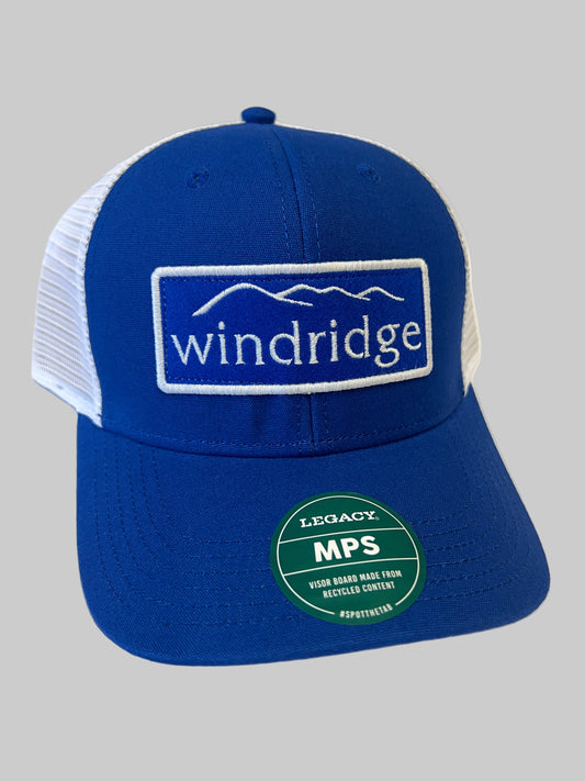 Blue cap with Windridge logo and MPS label on a white background